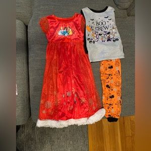 Two sets of holiday pajamas